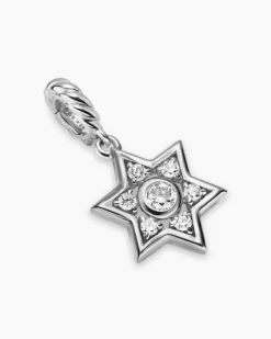 Petite Star of David Pendant Sterling Silver with Diamonds, 12mm