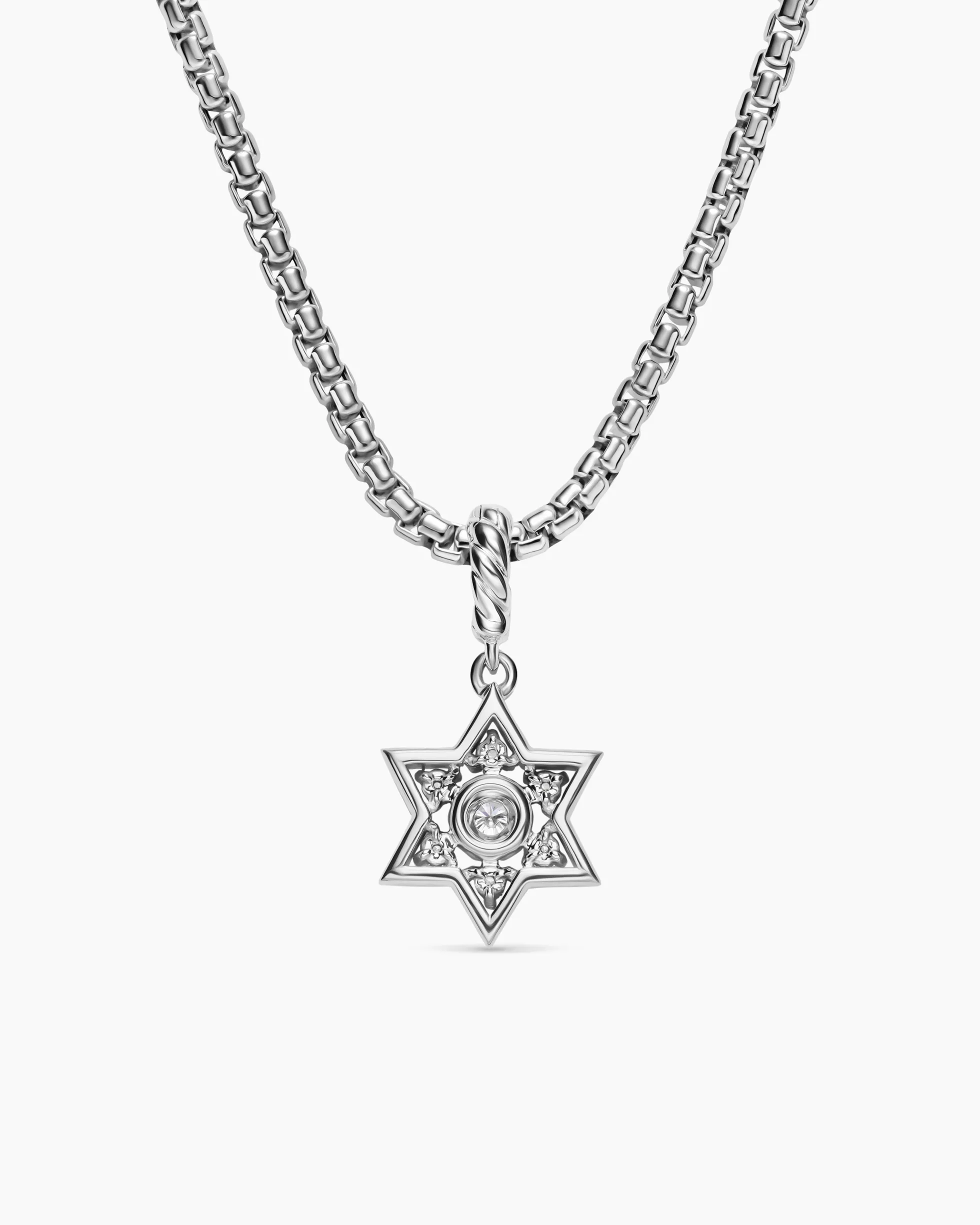 Petite Star of David Pendant Sterling Silver with Diamonds, 12mm