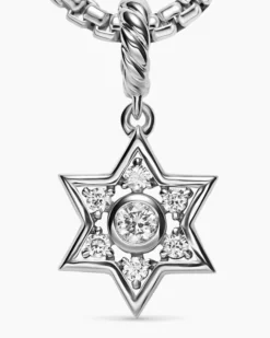Petite Star of David Pendant Sterling Silver with Diamonds, 12mm