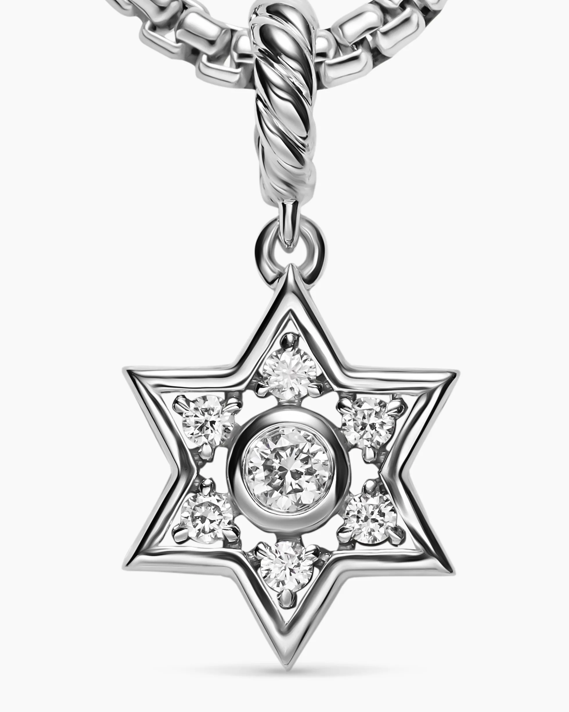 Petite Star of David Pendant Sterling Silver with Diamonds, 12mm