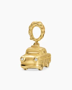 Petite Taxi Amulet 18K Yellow Gold with Diamonds, 7.5mm