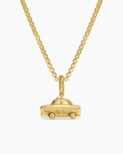 Petite Taxi Amulet 18K Yellow Gold with Diamonds, 7.5mm