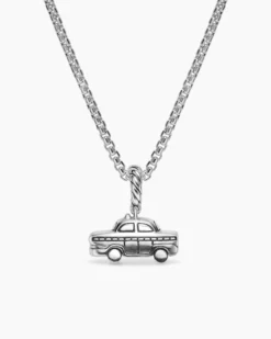 Petite Taxi Amulet Sterling Silver with Diamonds, 7.5mm