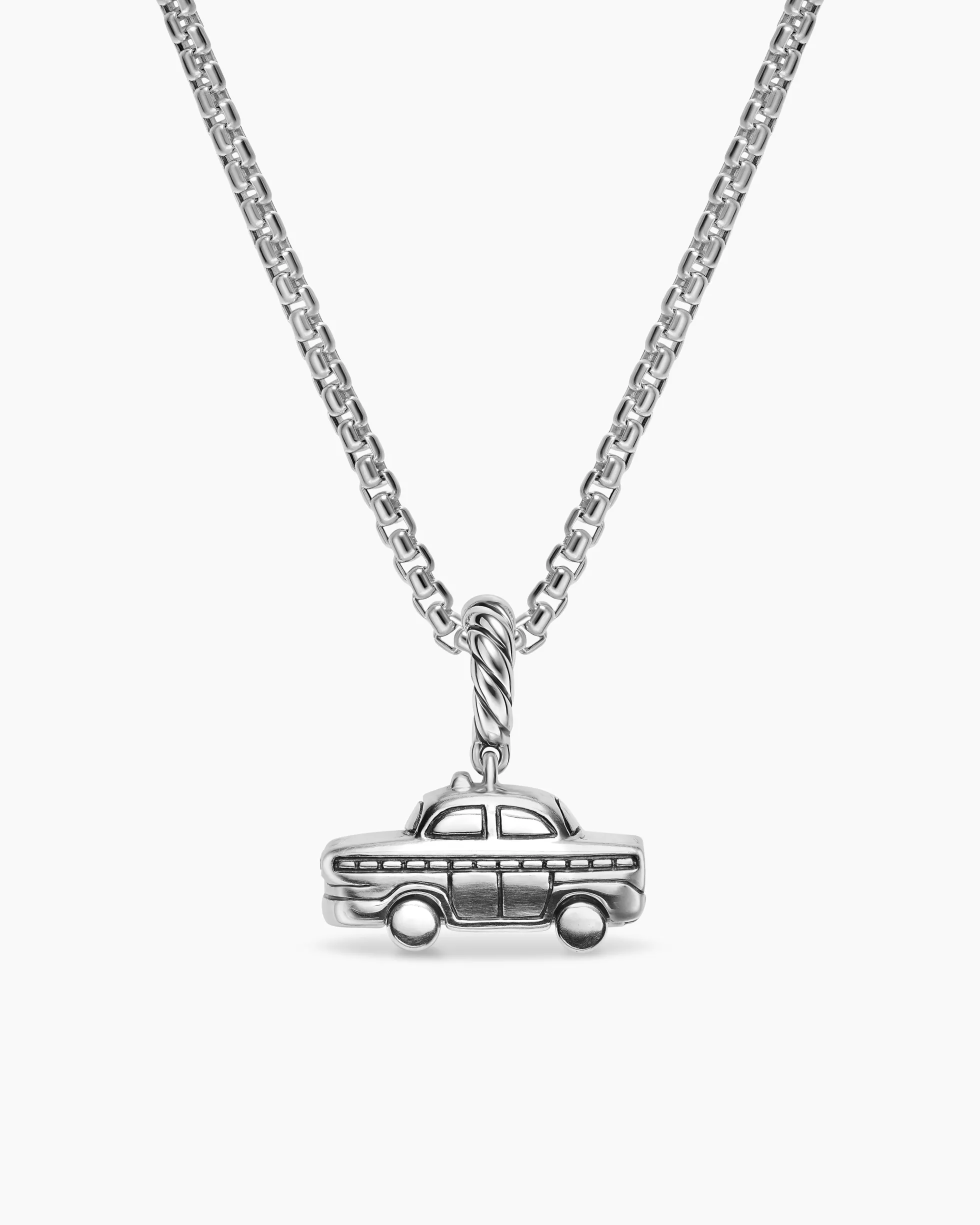 Petite Taxi Amulet Sterling Silver with Diamonds, 7.5mm