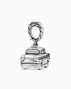 Petite Taxi Amulet Sterling Silver with Diamonds, 7.5mm