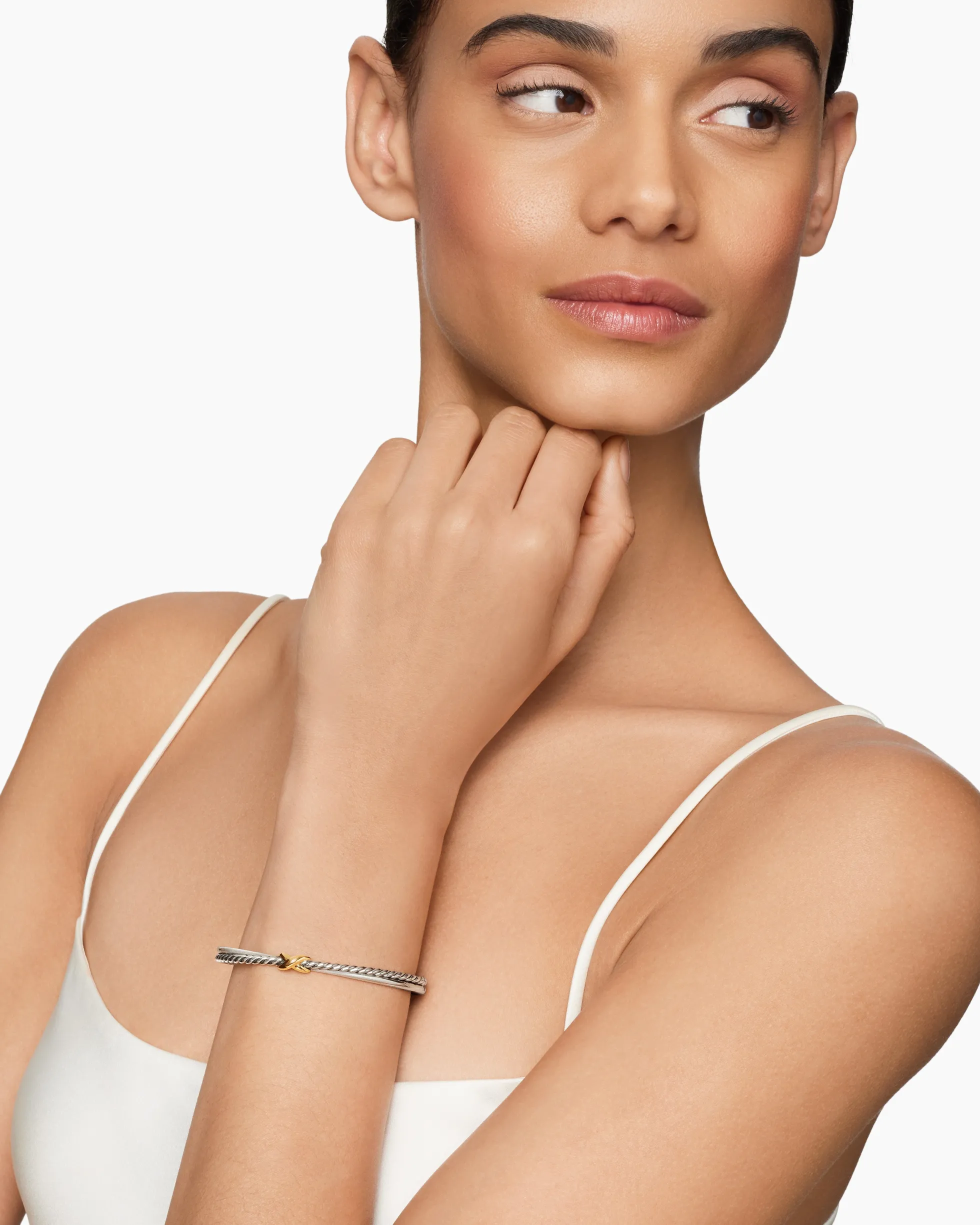 Petite X Center Station Bracelet Sterling Silver with 18K Yellow Gold, 5.2mm
