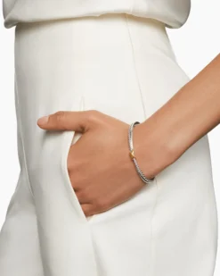 Petite X Center Station Bracelet Sterling Silver with 18K Yellow Gold, 5.2mm