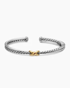Petite X Center Station Bracelet Sterling Silver with 18K Yellow Gold, 5.2mm