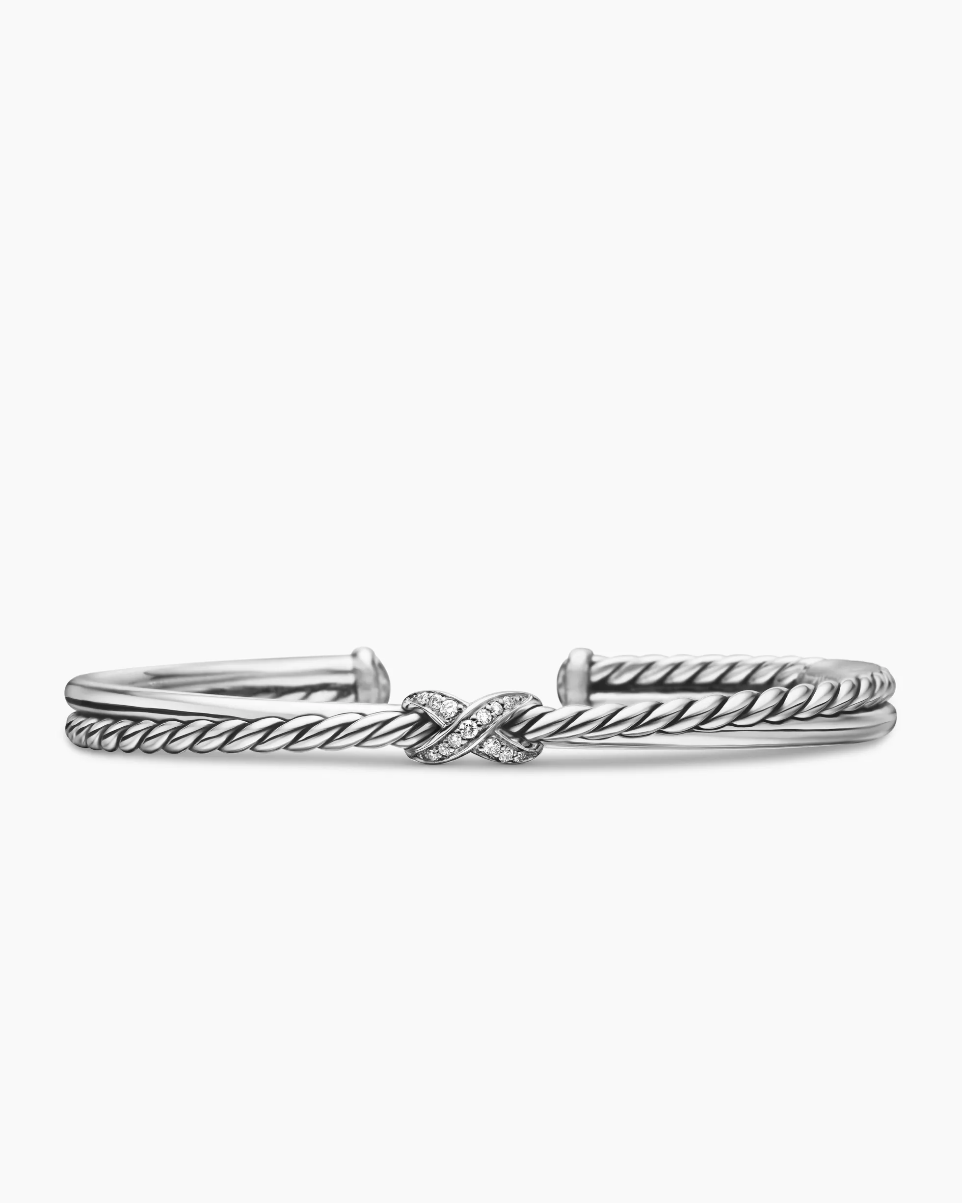Petite X Center Station Bracelet Sterling Silver with Diamonds, 5.2mm