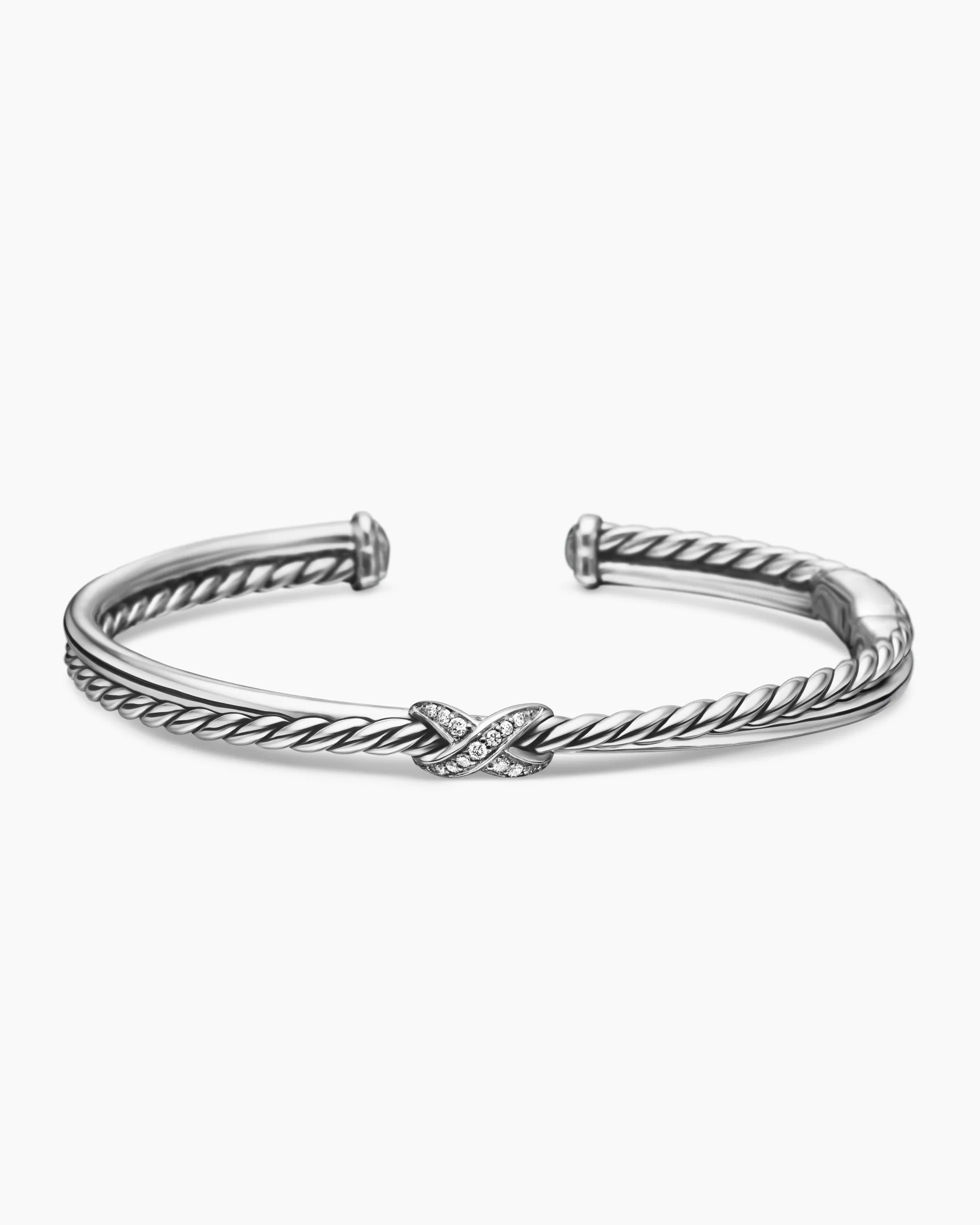 Petite X Center Station Bracelet Sterling Silver with Diamonds, 5.2mm