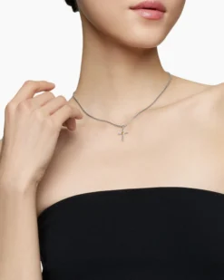 Petite X Cross Necklace Sterling Silver with 14K Yellow Gold, 24mm