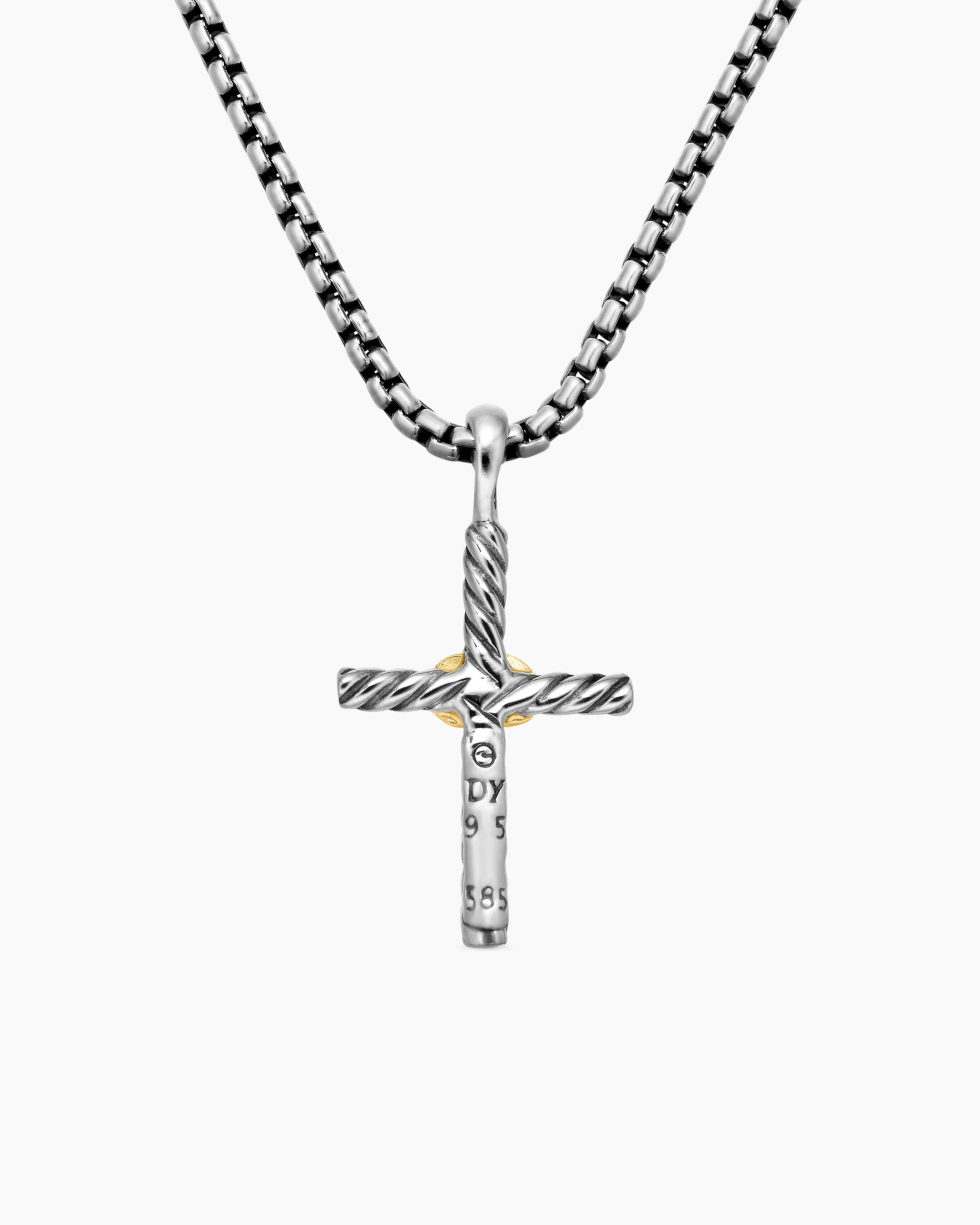 Petite X Cross Necklace Sterling Silver with 14K Yellow Gold, 24mm