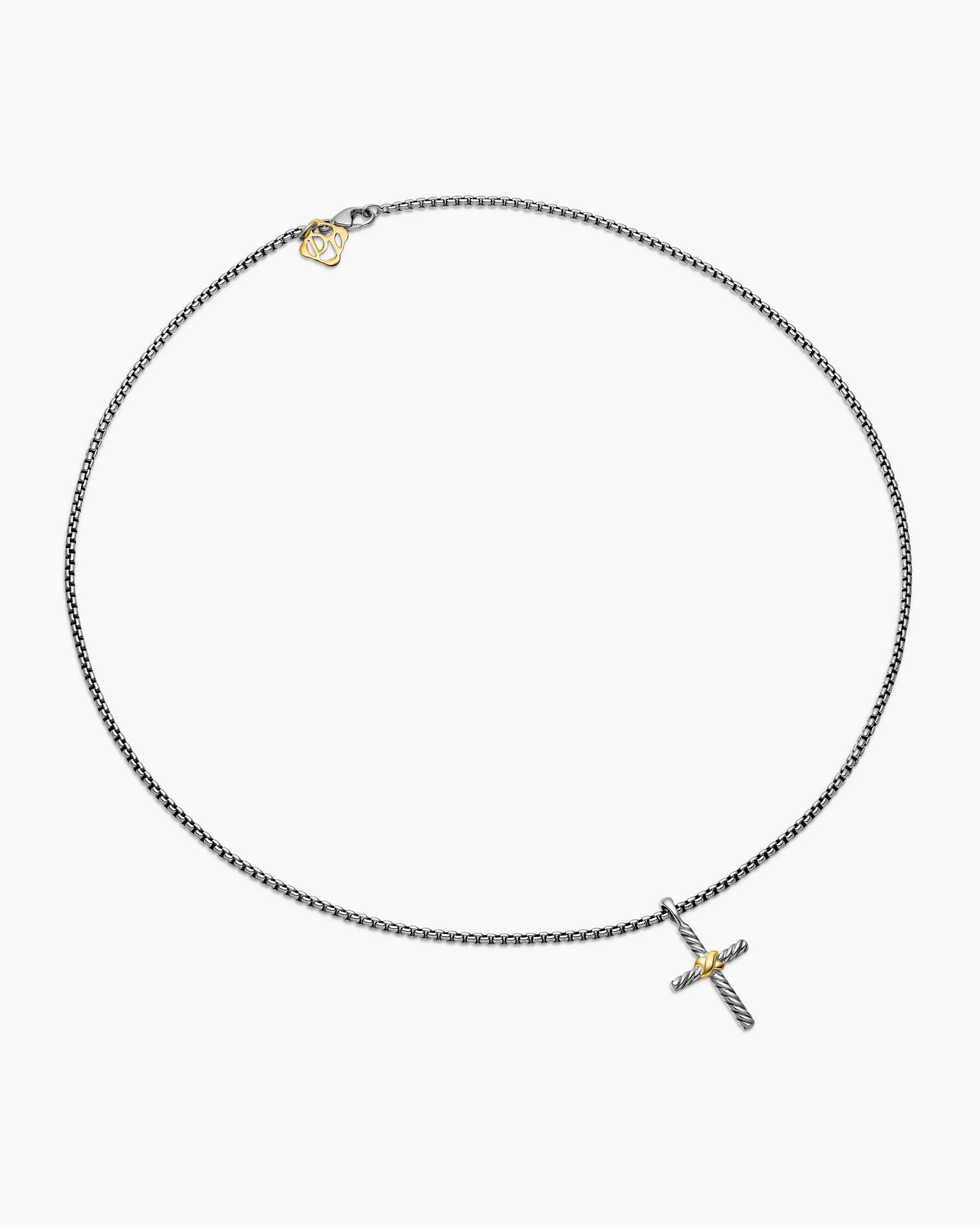 Petite X Cross Necklace Sterling Silver with 14K Yellow Gold, 24mm