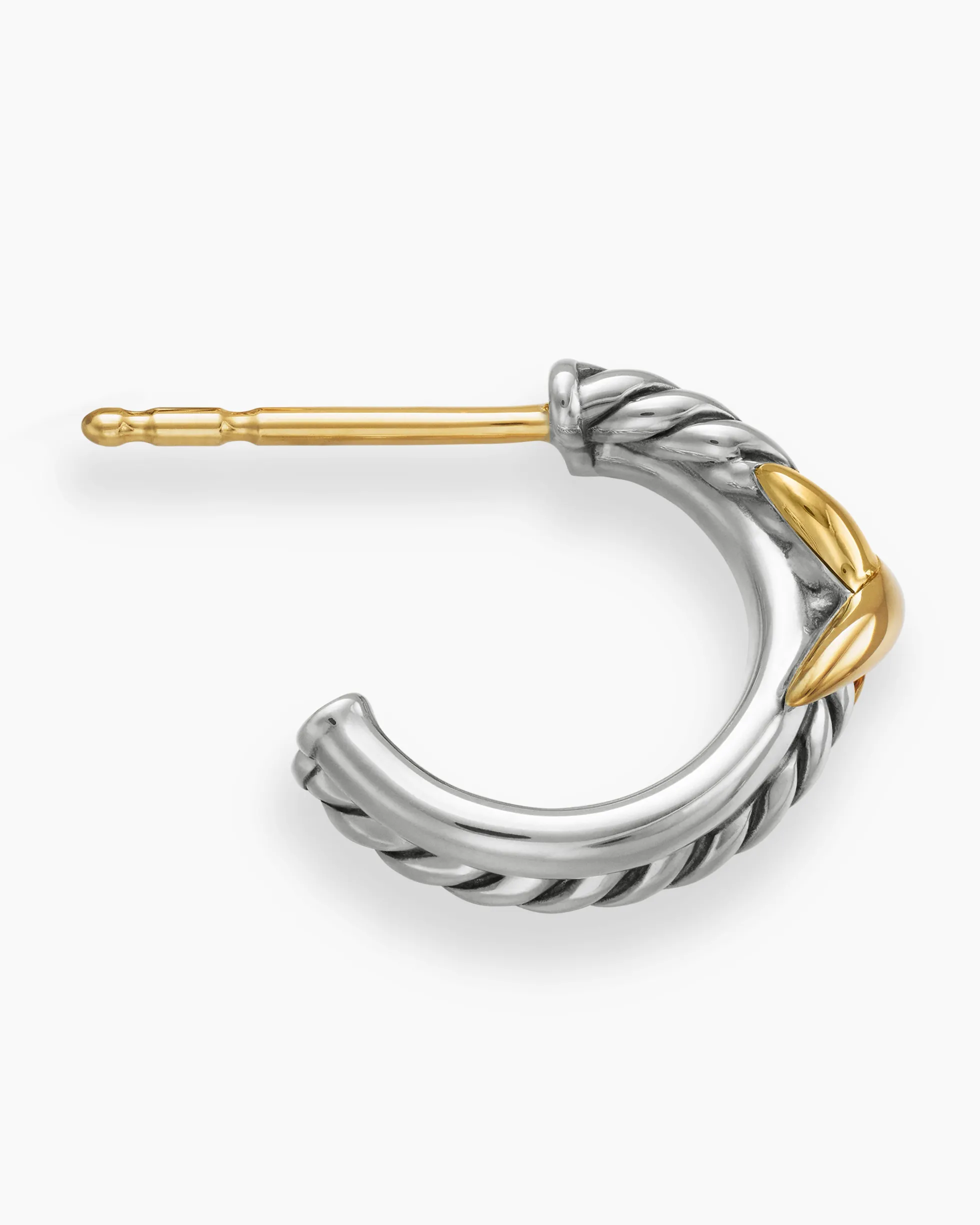 Petite X Hoop Earrings Sterling Silver with 18K Yellow Gold, 12.6mm