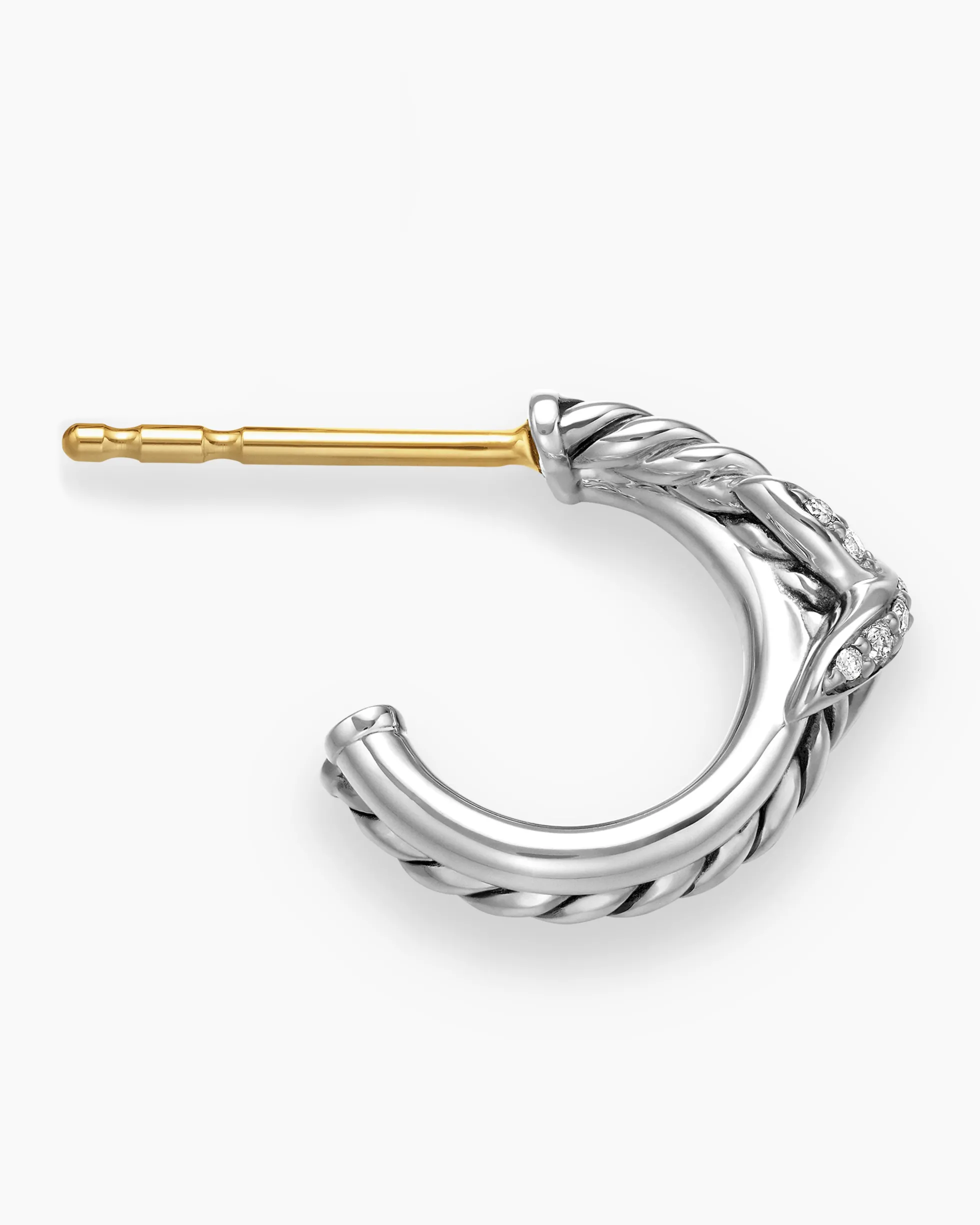 Petite X Hoop Earrings Sterling Silver with Pavé Diamonds, 12.6mm