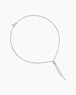 Petite X Lariat Necklace Sterling Silver with Diamonds