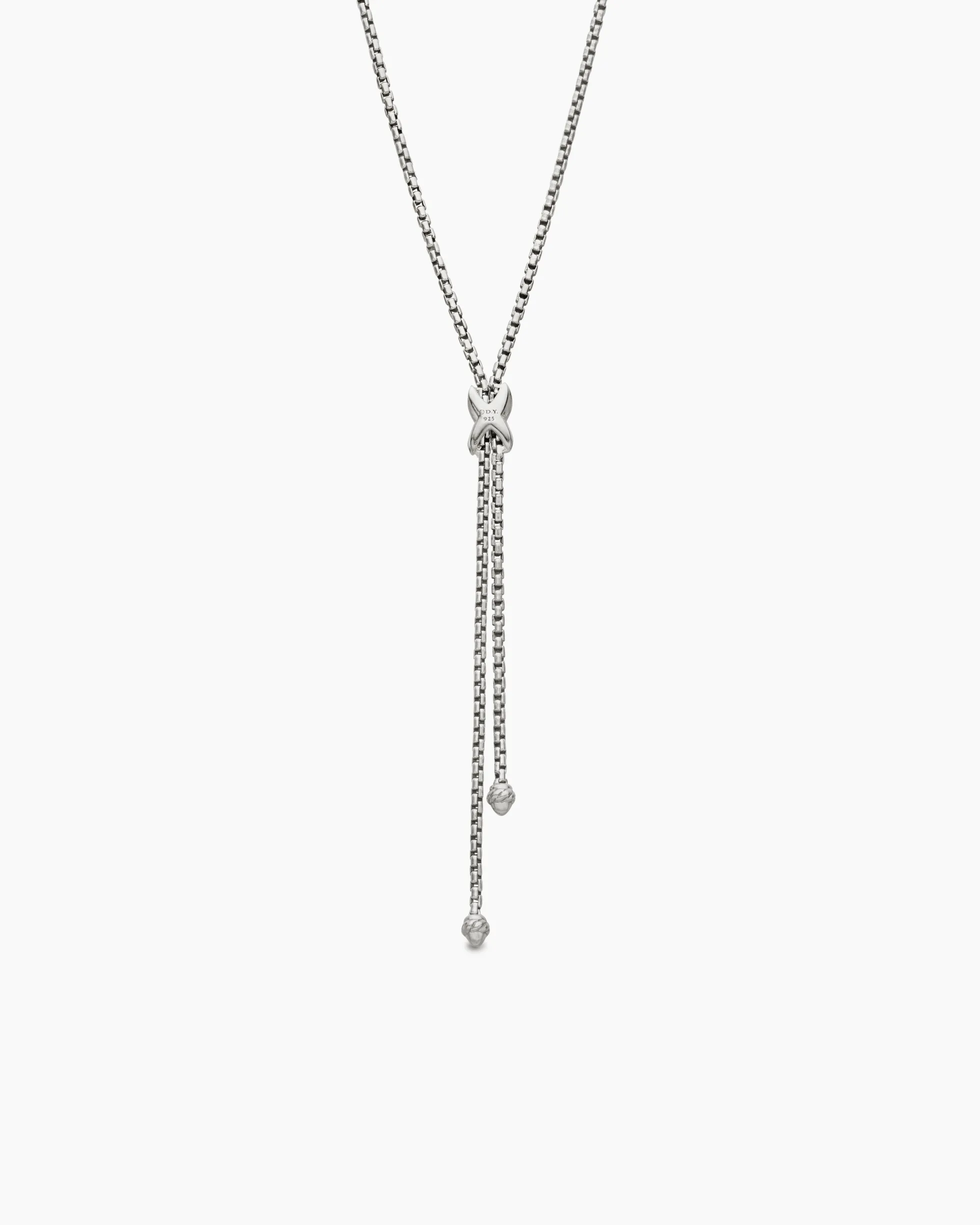 Petite X Lariat Necklace Sterling Silver with Diamonds