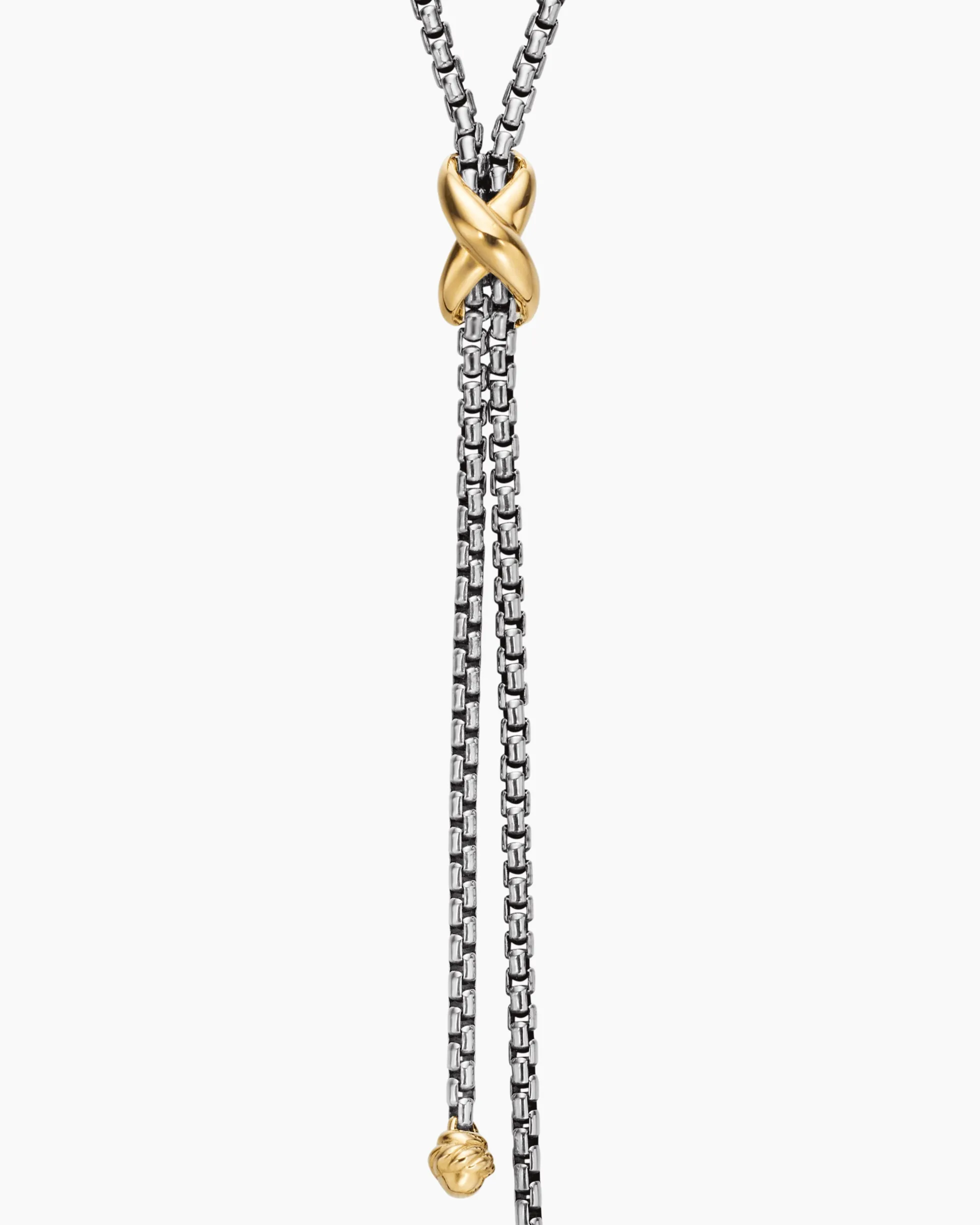 Petite X Lariat Necklace Sterling Silver with 18K Yellow Gold