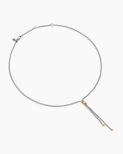 Petite X Lariat Necklace Sterling Silver with 18K Yellow Gold