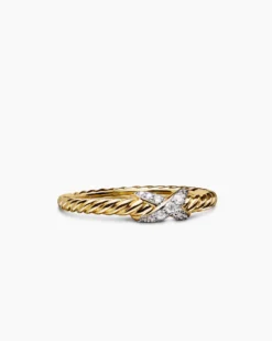 Petite X Ring 18K Yellow Gold with Diamonds, 1.7mm