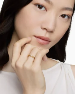 Petite X Ring 18K Yellow Gold with Diamonds, 1.7mm