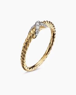 Petite X Ring 18K Yellow Gold with Diamonds, 1.7mm