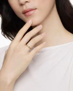 Petite X Ring 18K Yellow Gold with Diamonds, 1.7mm