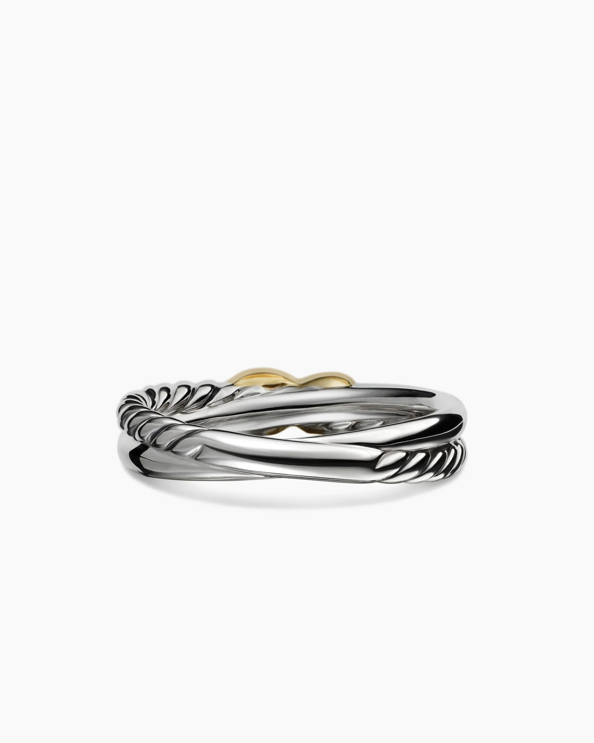 Petite X Ring Sterling Silver with 18K Yellow Gold, 4mm