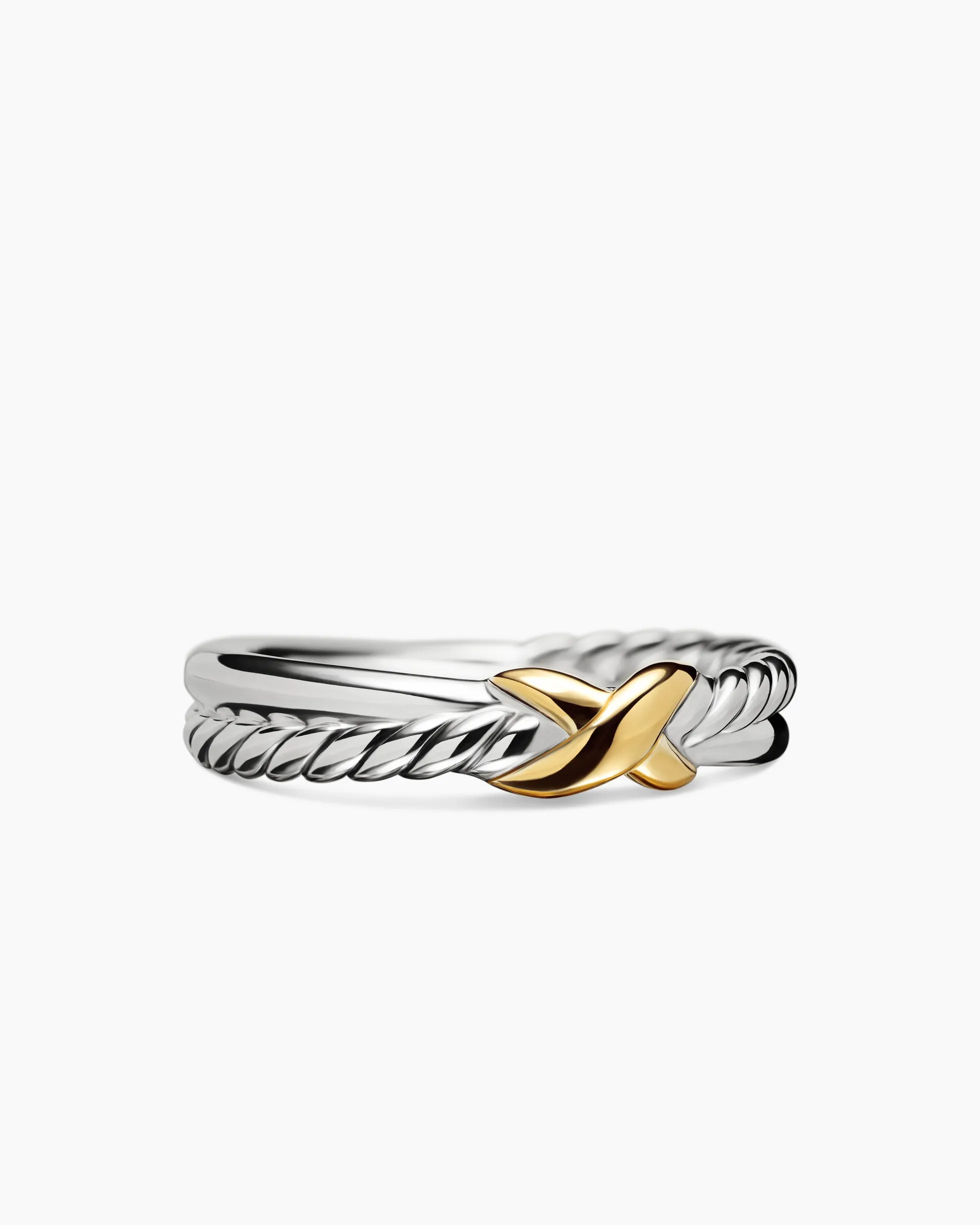 Petite X Ring Sterling Silver with 18K Yellow Gold, 4mm