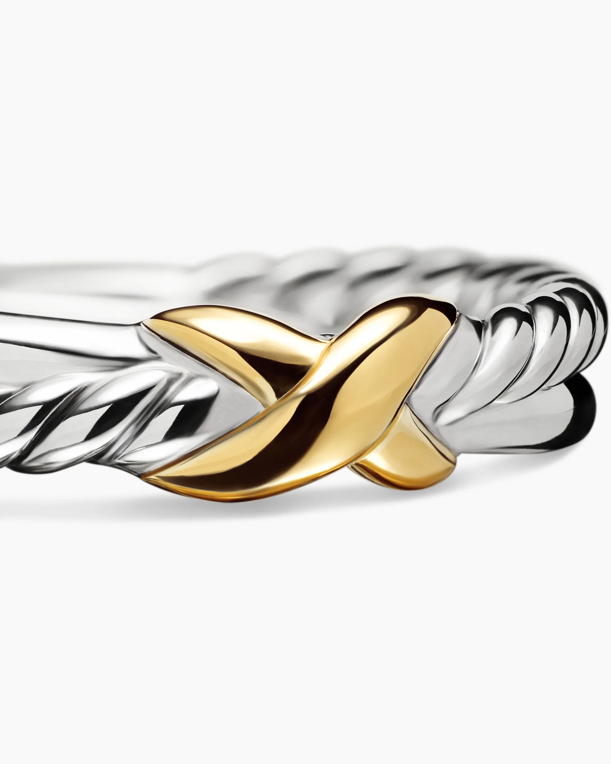 Petite X Ring Sterling Silver with 18K Yellow Gold, 4mm