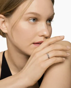 Petite X Ring Sterling Silver with Diamonds, 4mm