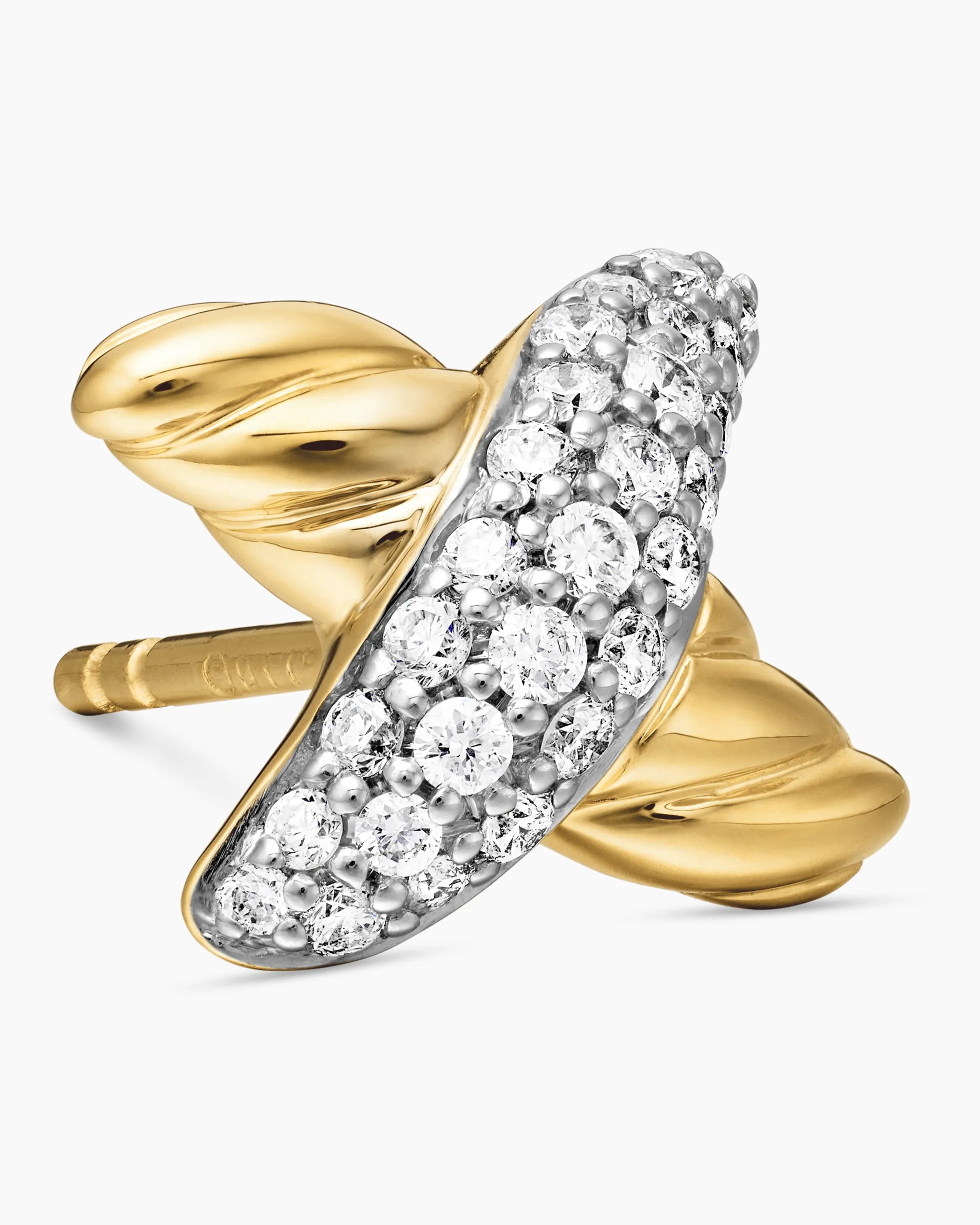 Petite X Stud Earrings 18K Yellow Gold with Diamonds, 8.4mm