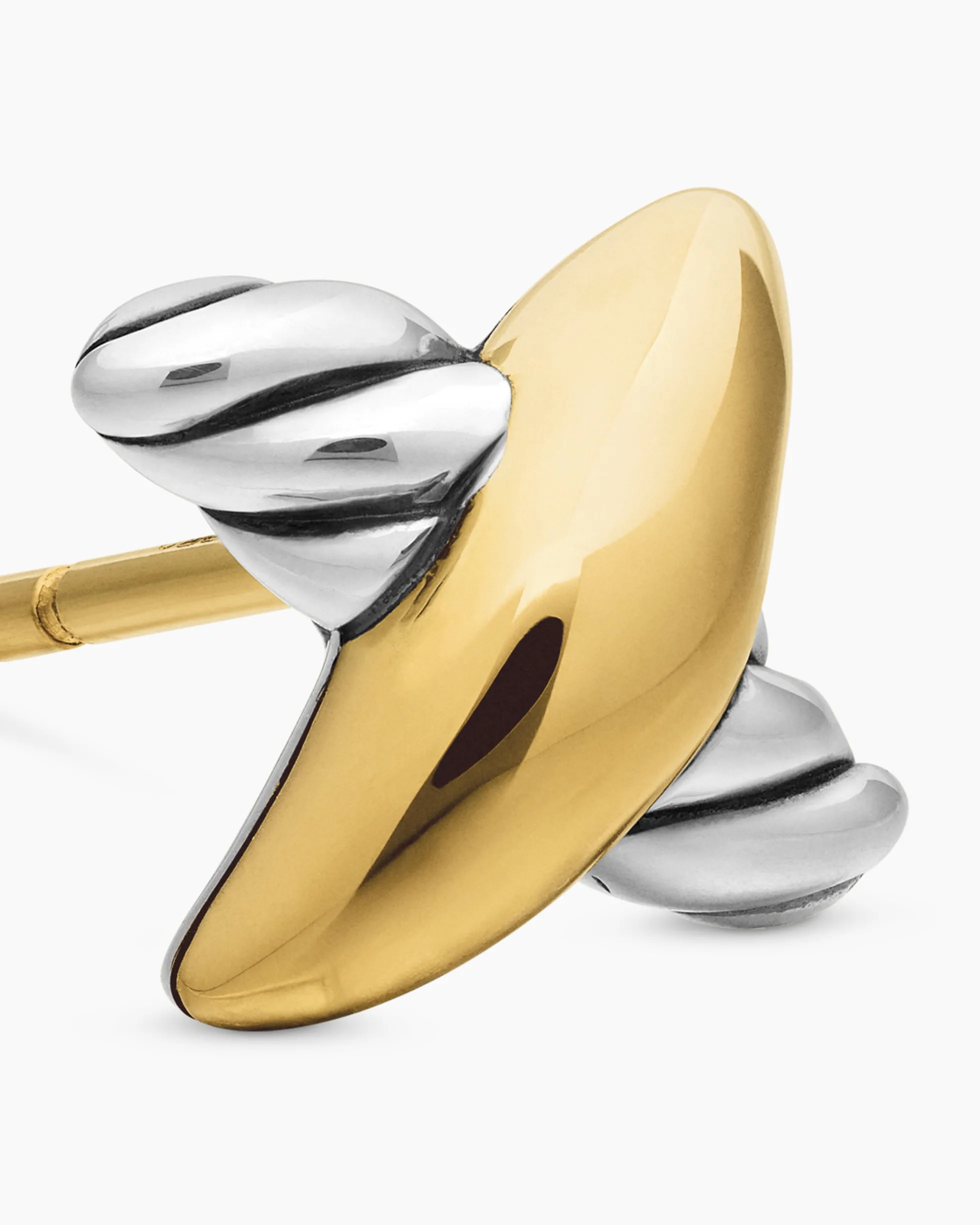 Petite X Stud Earrings Sterling Silver with 18K Yellow Gold, 7.5mm