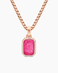 Petrvs® Bee Amulet 18K Rose Gold with Rubellite and Diamonds, 15mm