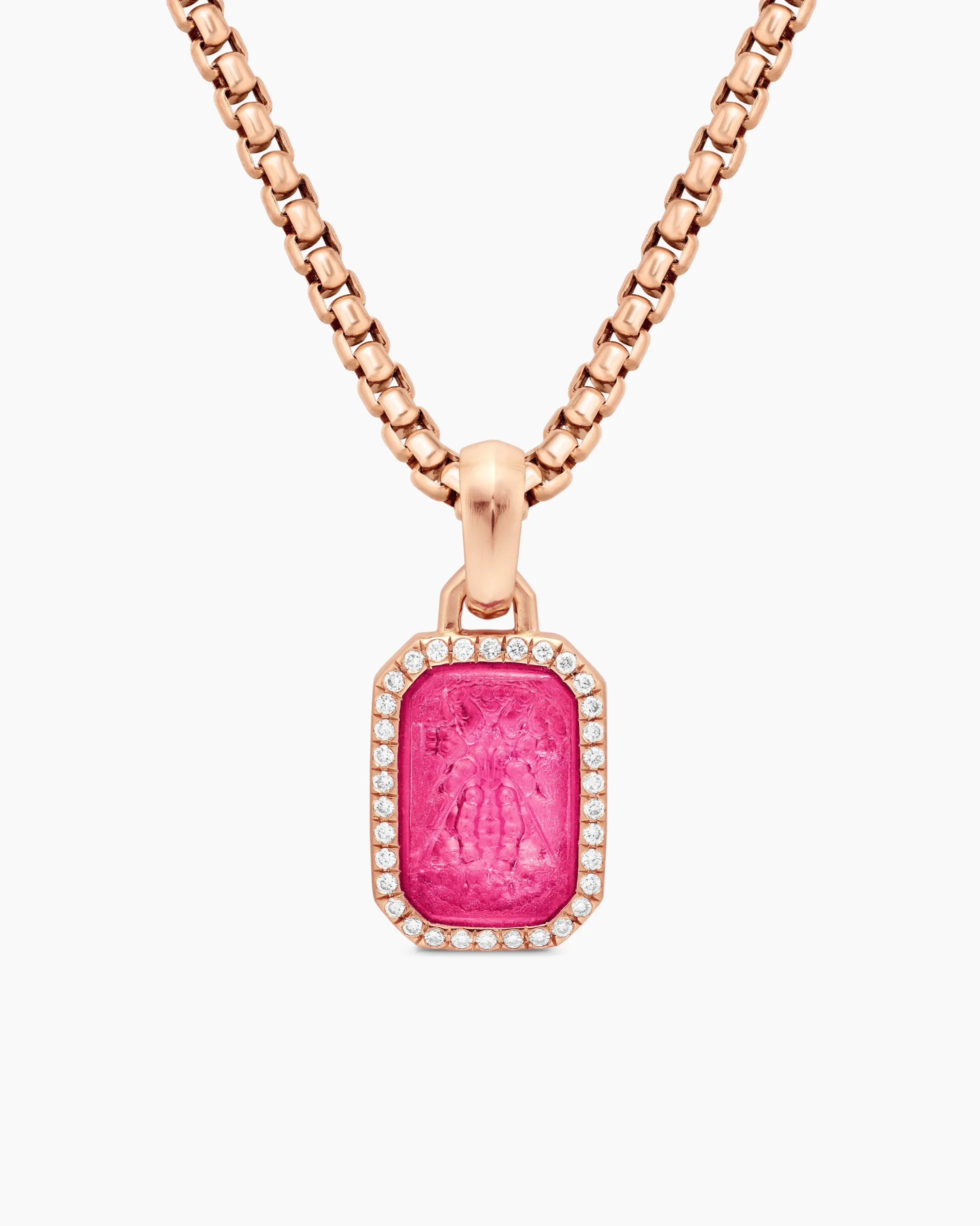 Petrvs® Bee Amulet 18K Rose Gold with Rubellite and Diamonds, 15mm