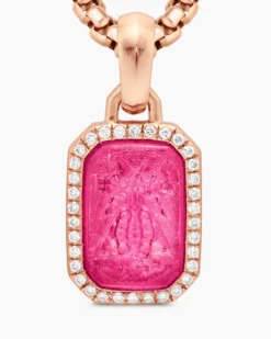 Petrvs® Bee Amulet 18K Rose Gold with Rubellite and Diamonds, 15mm