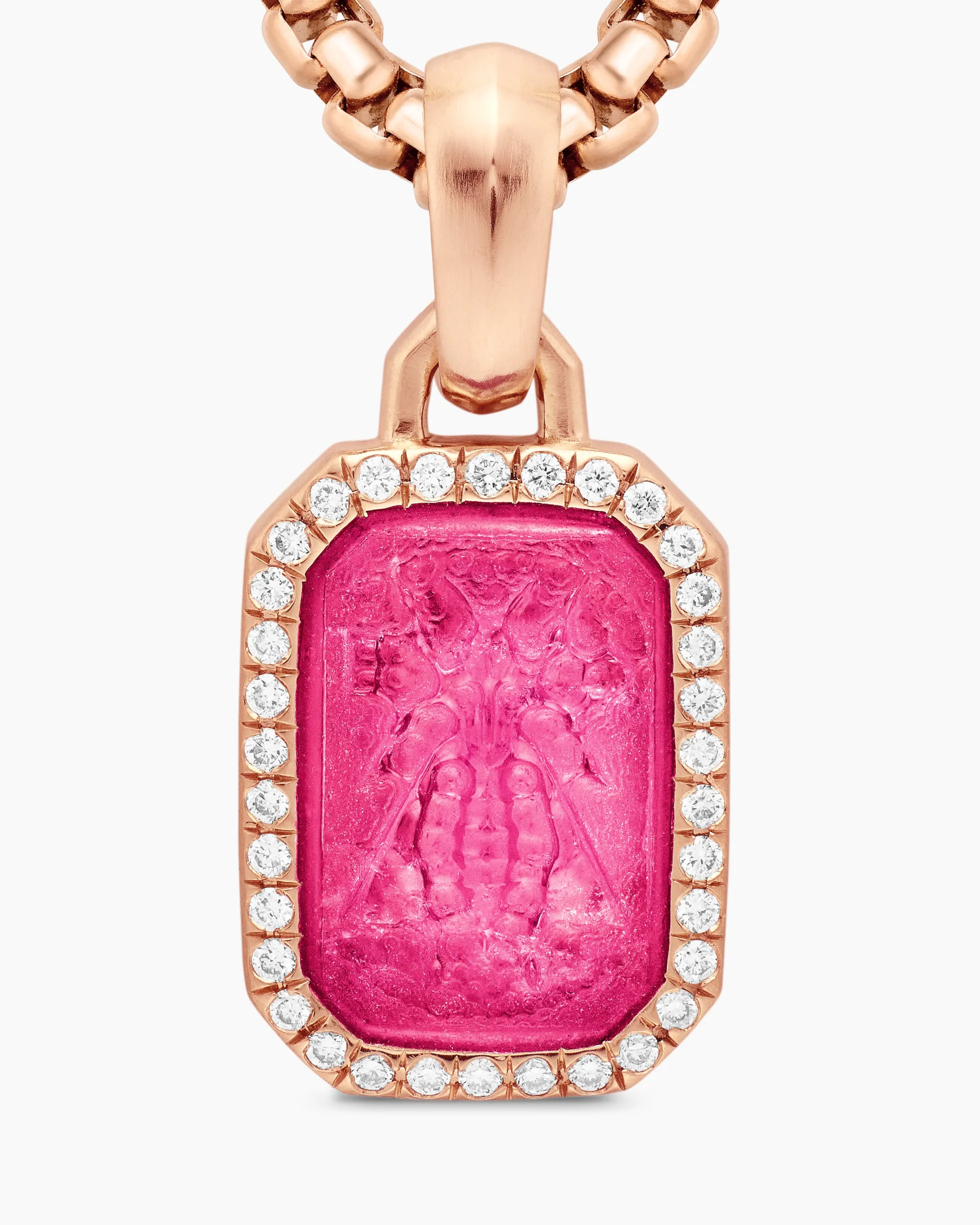 Petrvs® Bee Amulet 18K Rose Gold with Rubellite and Diamonds, 15mm