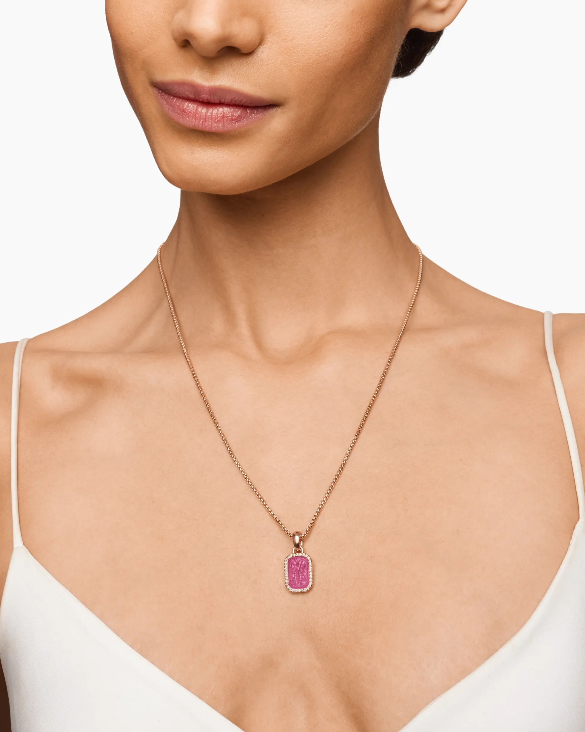 Petrvs® Bee Amulet 18K Rose Gold with Rubellite and Diamonds, 15mm