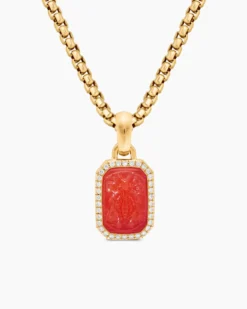 Petrvs® Bee Amulet 18K Yellow Gold with Carnelian and Diamonds, 15mm