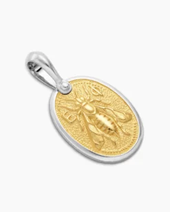Petrvs® Bee Amulet Sterling Silver with 18K Yellow Gold, 17.8mm