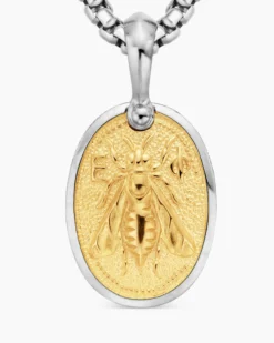 Petrvs® Bee Amulet Sterling Silver with 18K Yellow Gold, 17.8mm