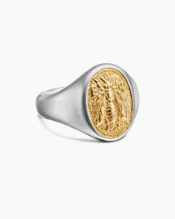 Petrvs® Bee Pinky Ring Sterling Silver with 18K Yellow Gold, 15.5mm