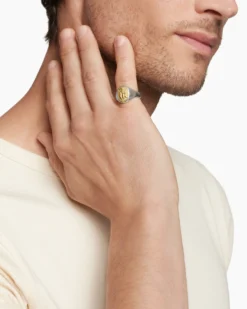 Petrvs® Bee Pinky Ring Sterling Silver with 18K Yellow Gold, 15.5mm
