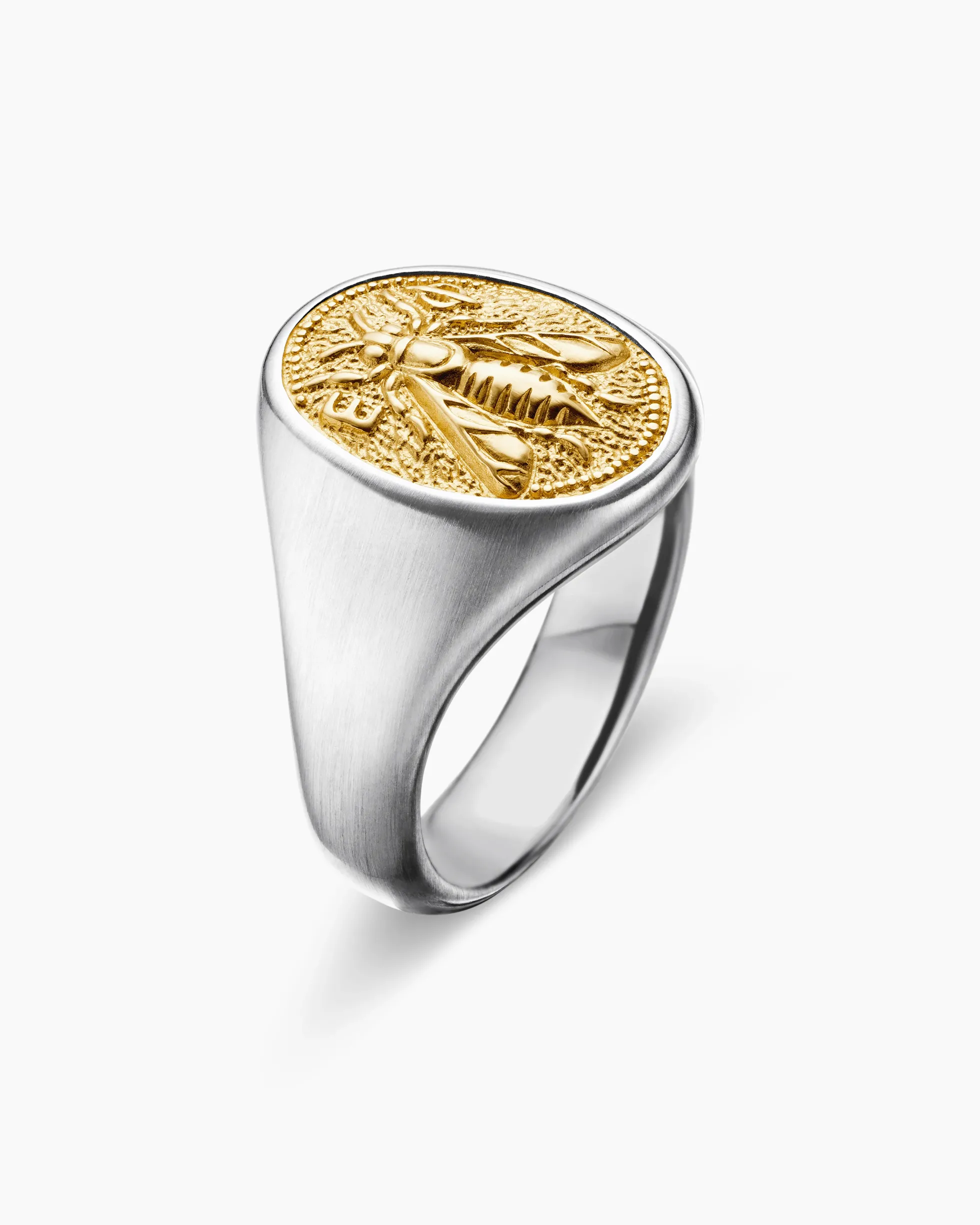 Petrvs® Bee Pinky Ring Sterling Silver with 18K Yellow Gold, 15.5mm