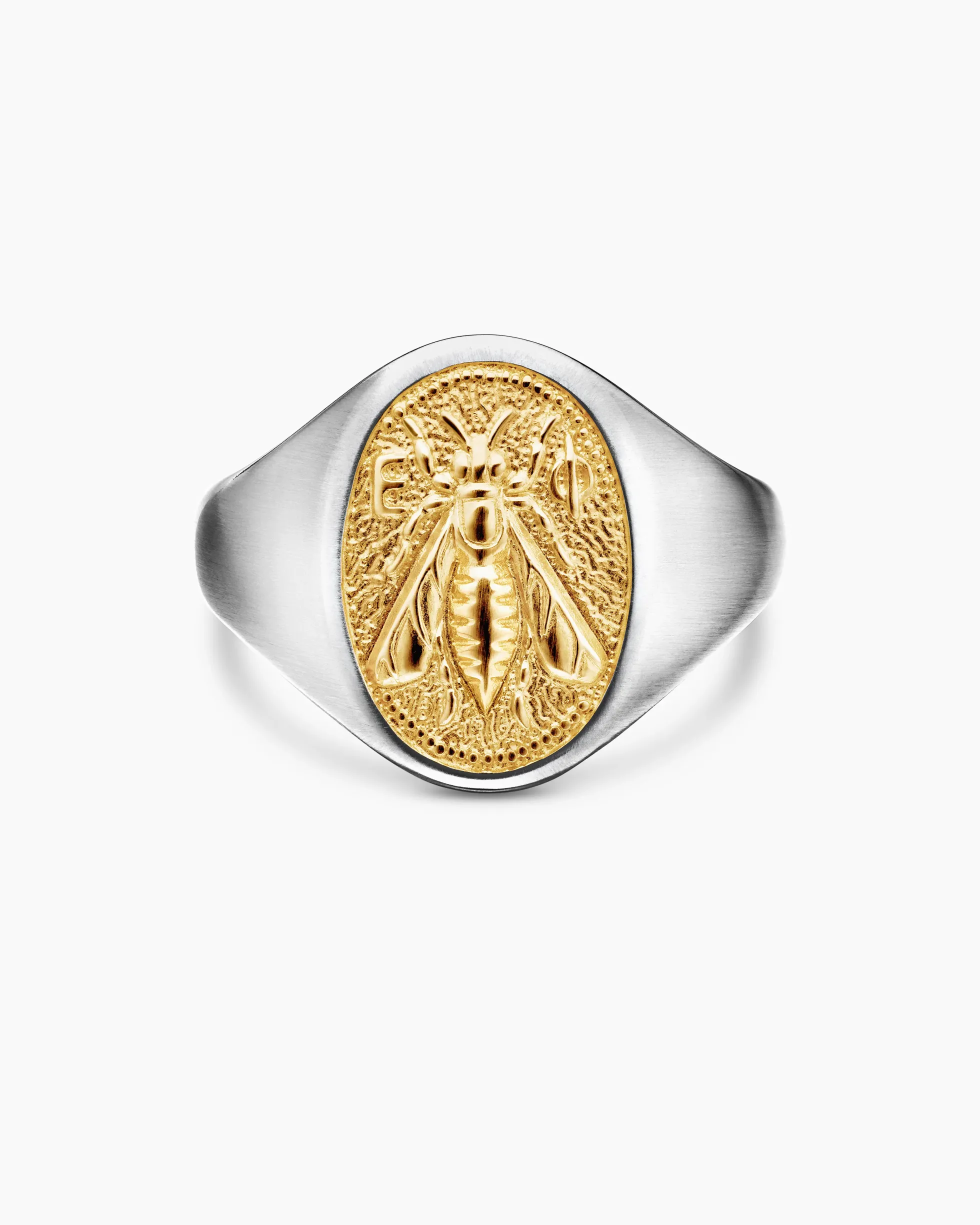 Petrvs® Bee Pinky Ring Sterling Silver with 18K Yellow Gold, 15.5mm