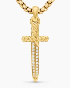 Petrvs® Dagger Amulet 18K Yellow Gold with Diamonds, 32mm