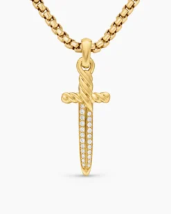 Petrvs® Dagger Amulet 18K Yellow Gold with Diamonds, 32mm