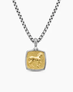 Petrvs® Horse Amulet Sterling Silver with 18K Yellow Gold, 19mm