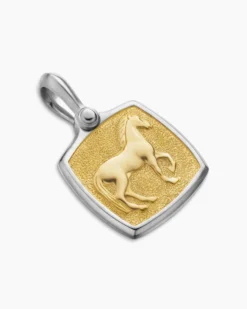 Petrvs® Horse Amulet Sterling Silver with 18K Yellow Gold, 19mm