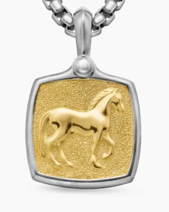 Petrvs® Horse Amulet Sterling Silver with 18K Yellow Gold, 19mm